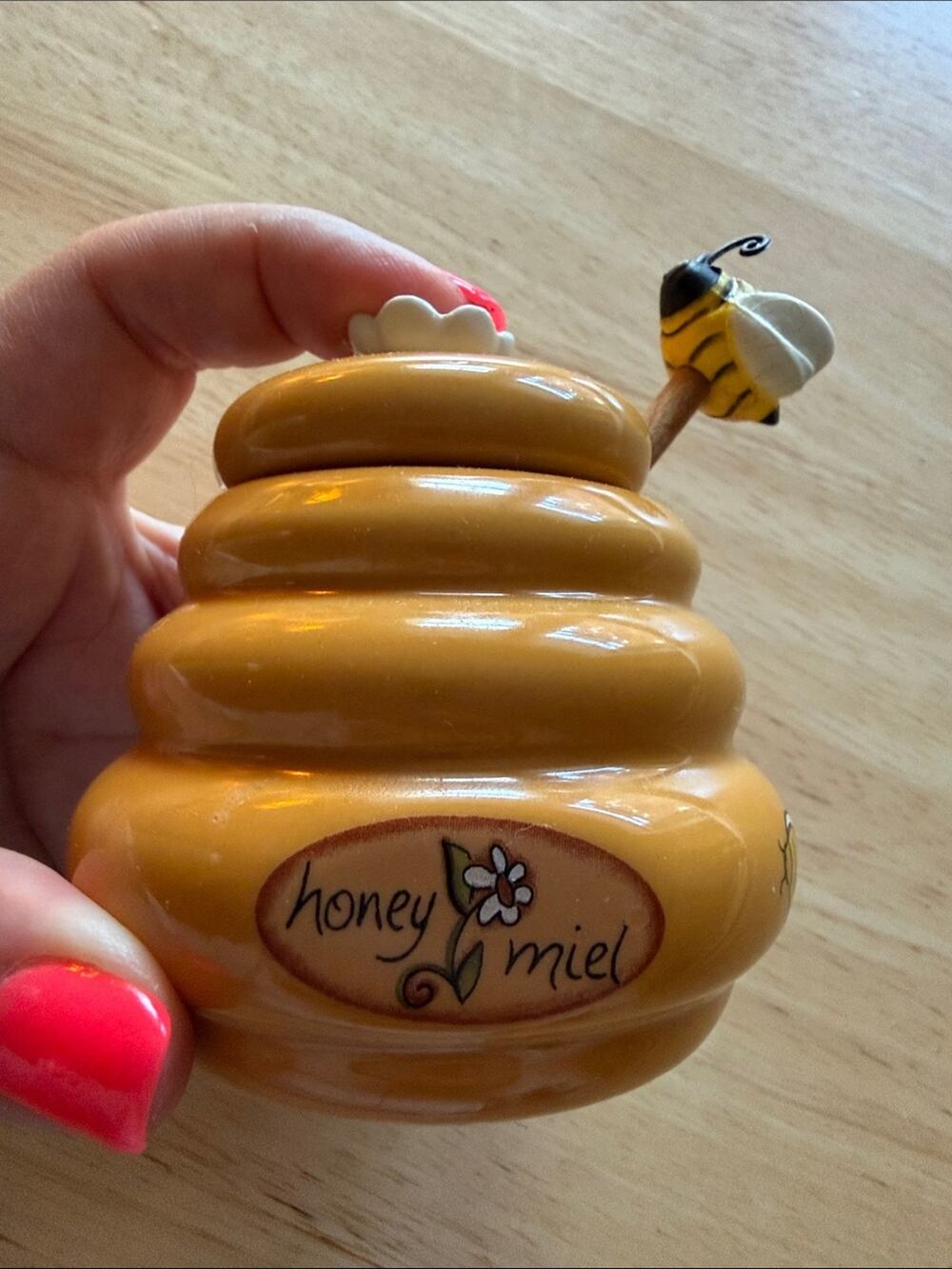 Honey Bee Ceramic Honey Pot - Yellow